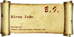 Biros Iván névjegykártya