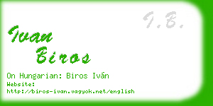 ivan biros business card